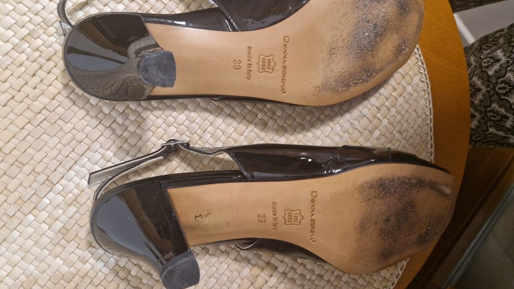 Wizytowe  buty włoskie Donna Serena 39 damskie czarne bez pięty sandały na obcasie