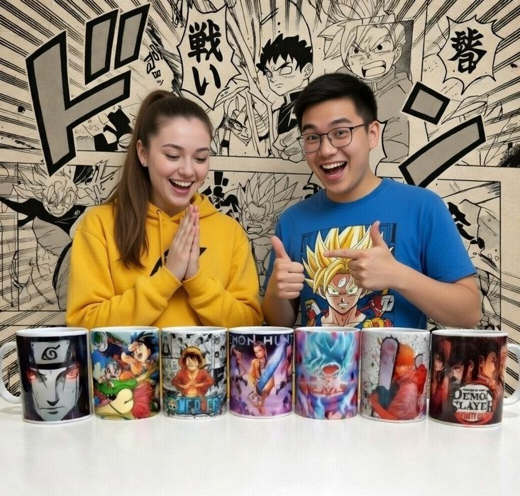 Zestaw prezentowy manga anime 7 kubkow Demon Slayer Demon Hunters Drag