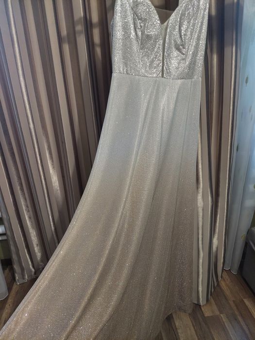 Випускне плаття довге, срібно золотисте
