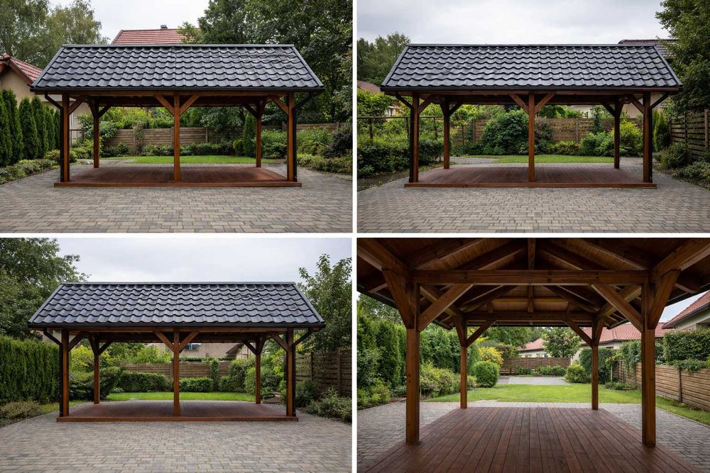 Wiata Altana samochodowa 3,3×5,3 m | Solidna | Montaż + Transport