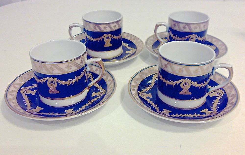 4 Chávenas café Vista Alegre Liras cobalto