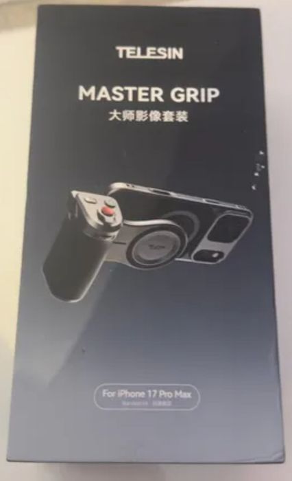 Kit de suporte magnético TELESIN Master Grip para iPhone 17 Pro Max, com bateria integrada de 3200 mAh, carregamento sem fio e design inspirado