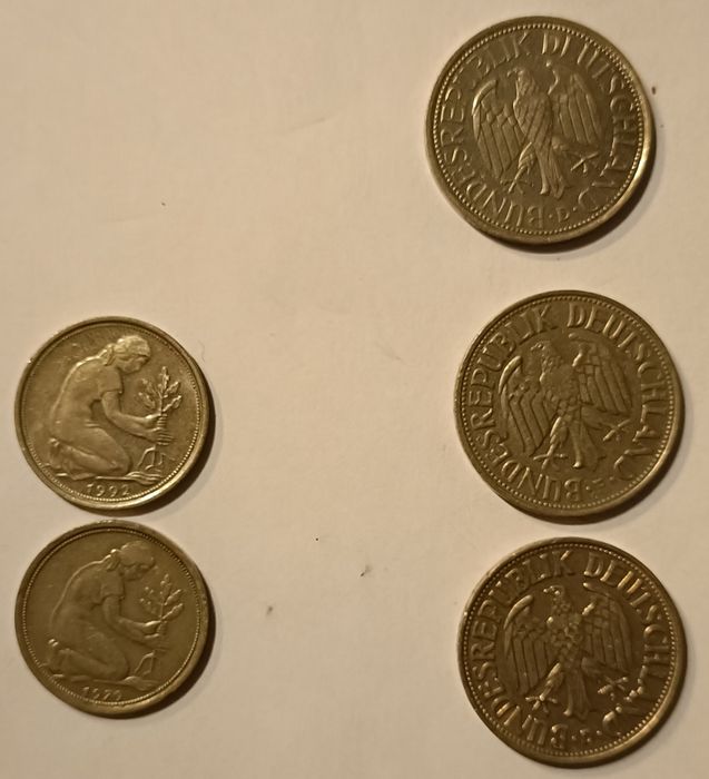 Moedas e Nota Europa. ALEMANHA. Marco