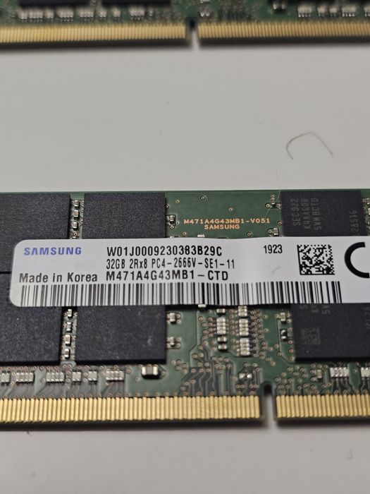 Комплект оперативки DDR4 64Gb / 32Gb X 2 / Samsung 32Gb DDR4 2666Mhz