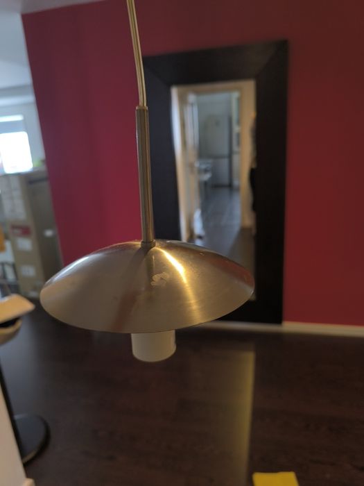 Candeeiro de teto inox. Globo de vidro.