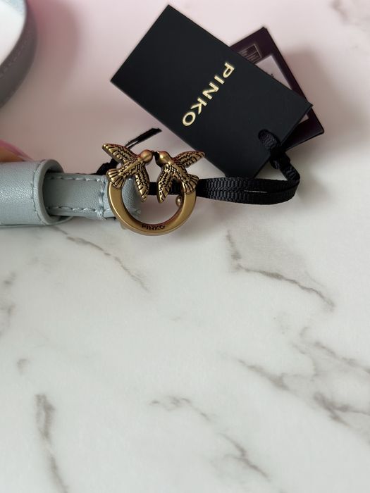 Love Berry pasek Pinko ze złotą klamrą jaskółki