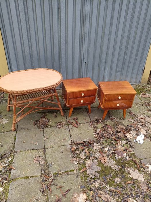 Stół wiklina szafki przy