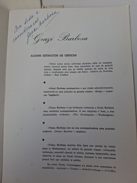 Programas antigos musica classica angola com autografos