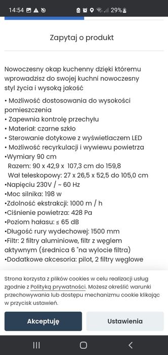 Okap automatyczny na pilota podświetlany led