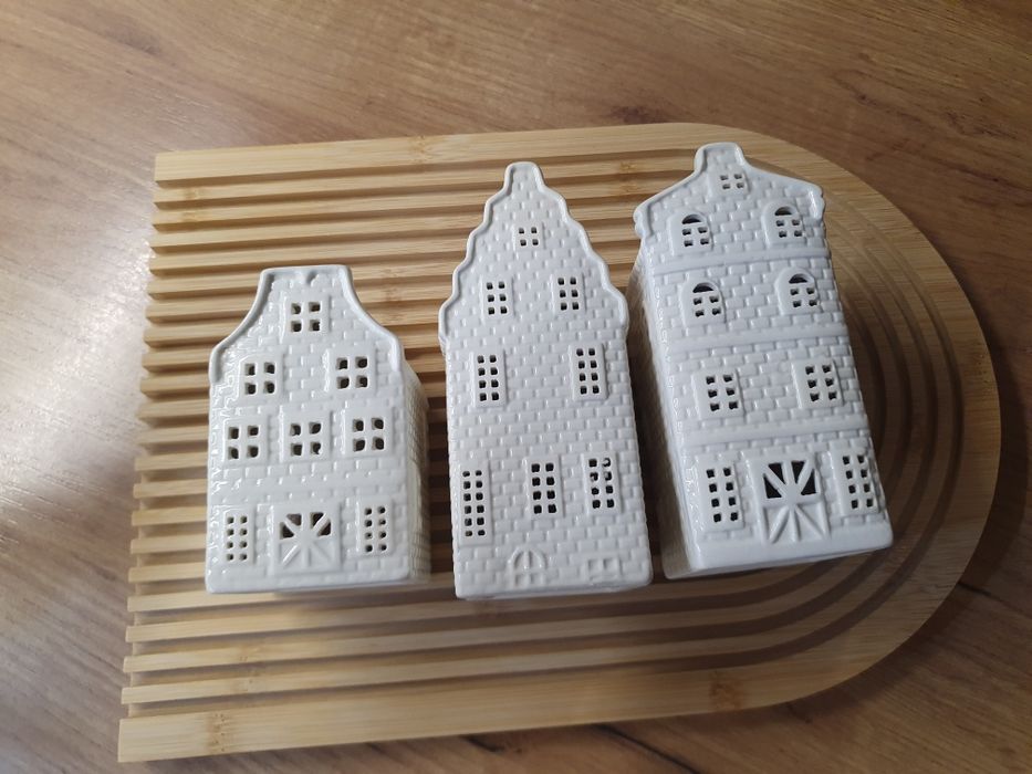 3 domki, kamieniczki świąteczne, ceramiczne. Nowe. Darmowa dostawa