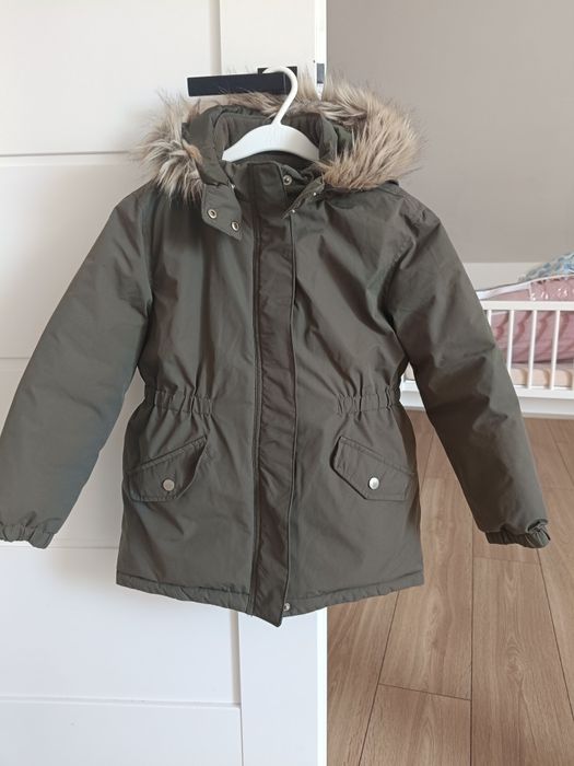 Kurtka parka zimowa khaki ocieplana HM 122/128