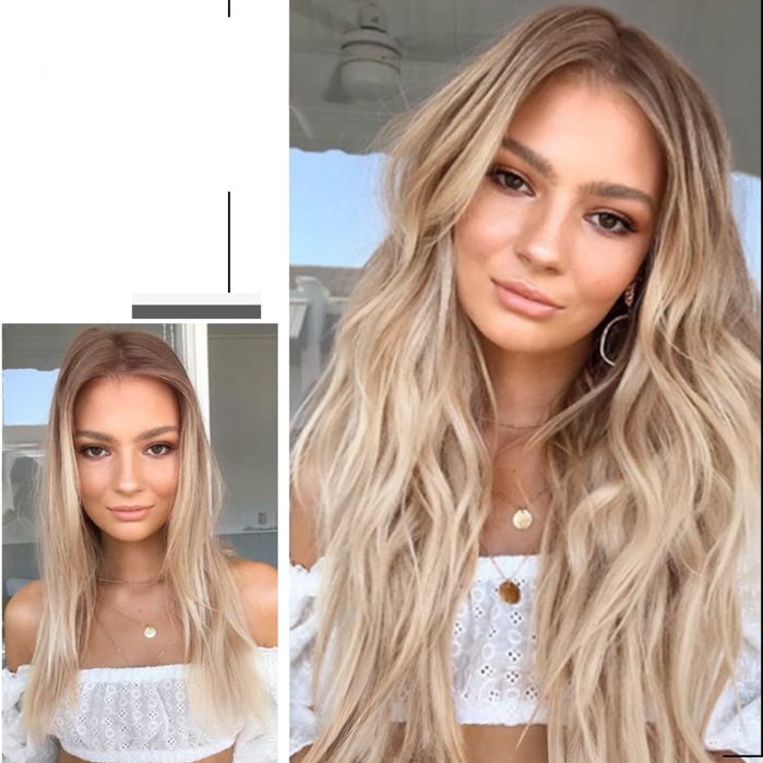 Ms Taj włosy doczepiane clip-in 50cm blond kręcone syntetyczne 4 szt
