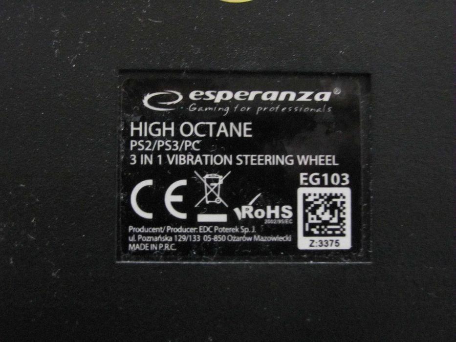 Kierownica Esperanza EG103 HIGH OCTANE do PC/PS2/PS3/PSX