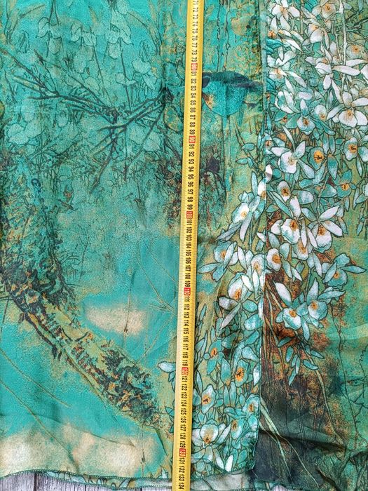 Piękne szmaragdowe kimono orientalne Bali boho etno silk