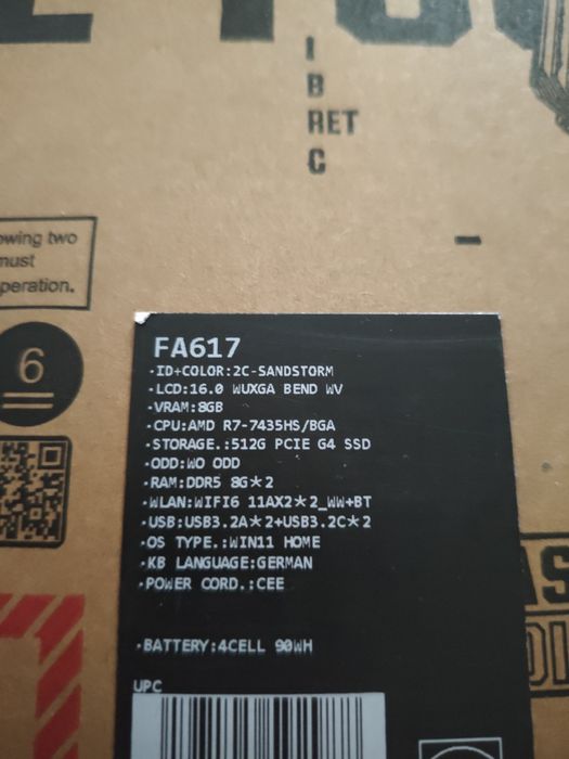 Asus gaming tuf FA617