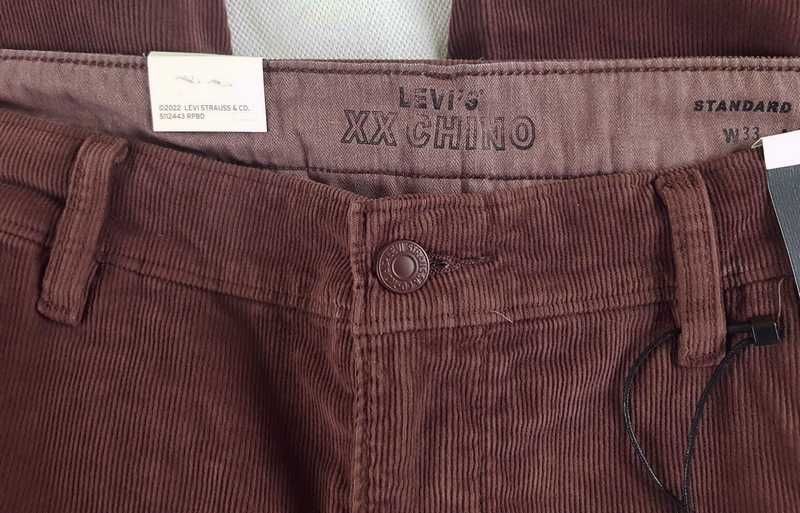 Sztruksy Levi's XX Chino Standard Taper Stretch brązowe męskie W33/L34