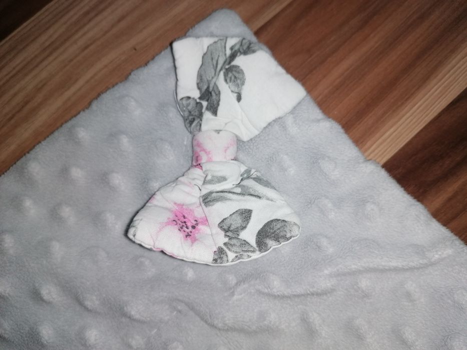 Rozek dwustronny minky różowo szary stan bdb kwiaty