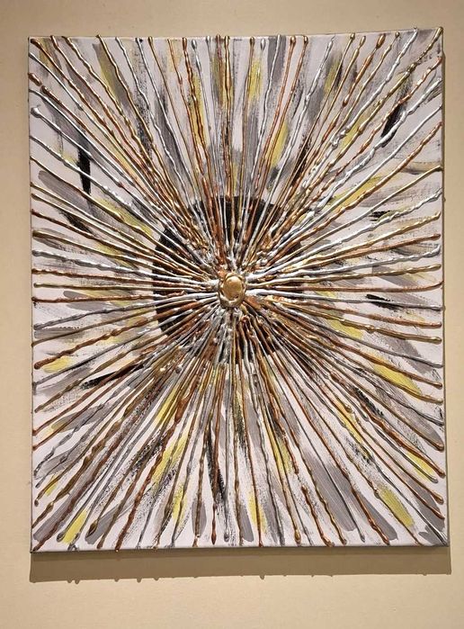 Pintura abstrata texturizada, temática de expansão ao infinito
