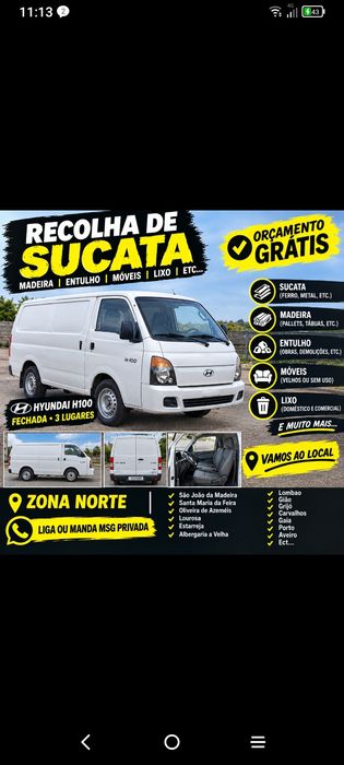 Recolha de material entulho móveis lixo ect
