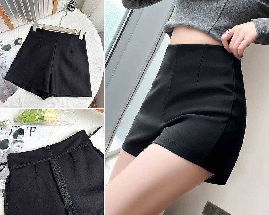 Жіночі шорти костюмні чорні висока талія в школу на роботу одяг класік