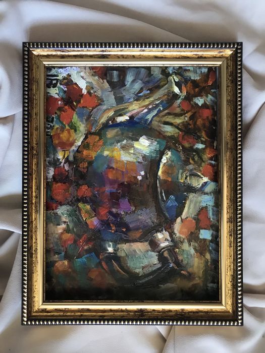 Картини олійні в рамі Квіти Подарунки Натюрморти Іриси Троянди Гітара