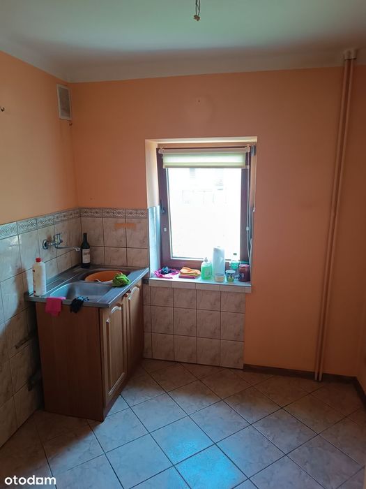 Trzypokojowe na I piętrze w niskim bloku.