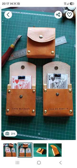 Bolsa cartas em madeira e couro personalizado