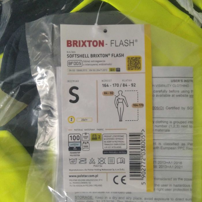 Nowa kurtka ochronna odblaskowa Softshell BRIXTON FLASH, Rozmiar S