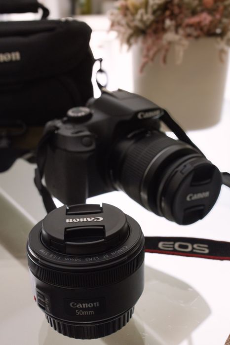 Canon 1300D + 18-55mm + 50mm 1.8 + Bolsa
