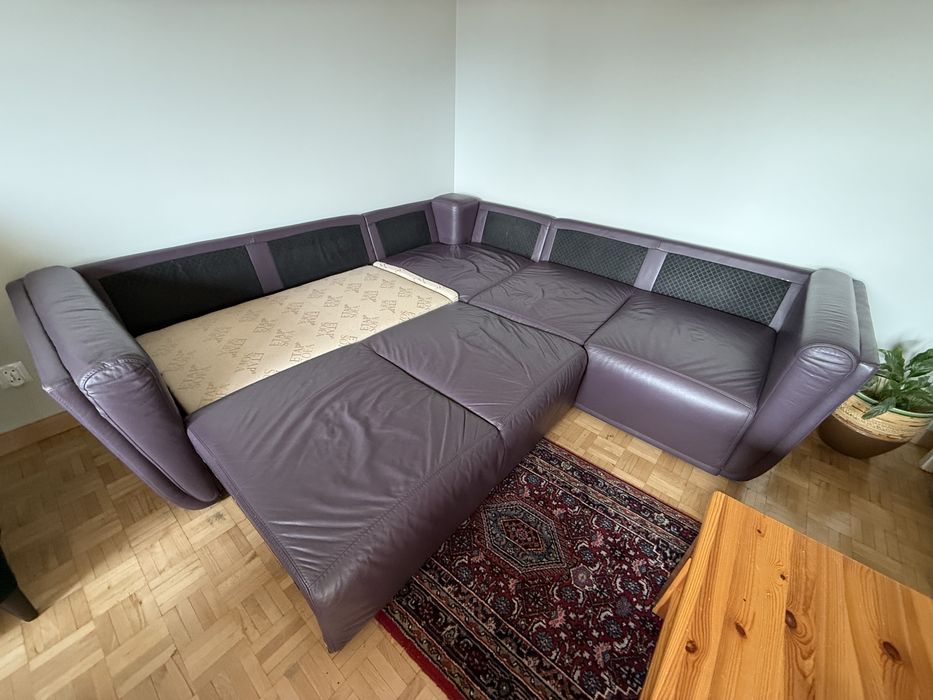 Narożnik skórzany kolor śliwka