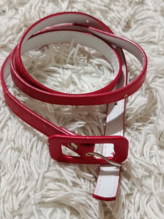 Czerwony damski pasek 1,5 cm | klasyczny | dł. 97 cm