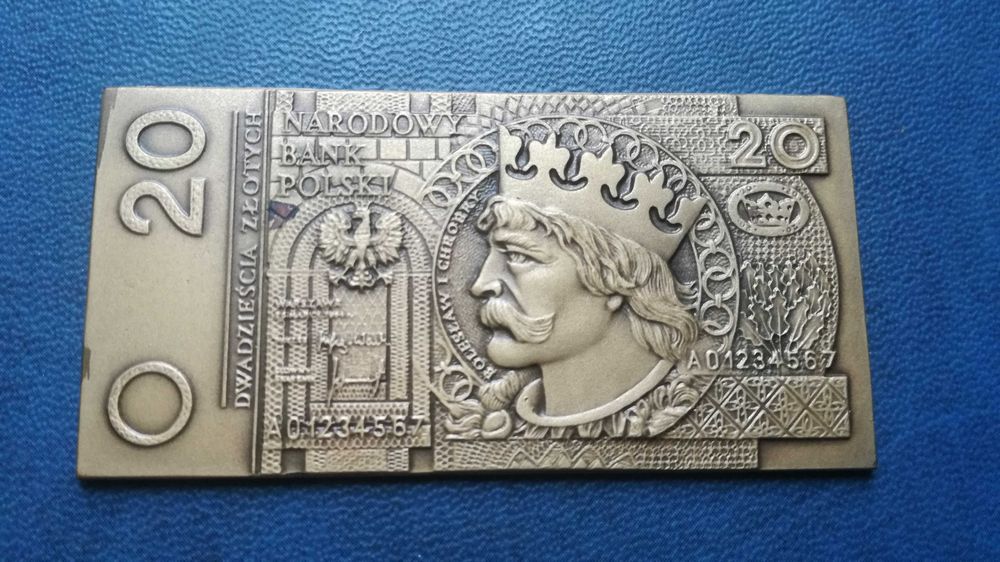 Banknot 20 złotych - sztabka z mosiądzu