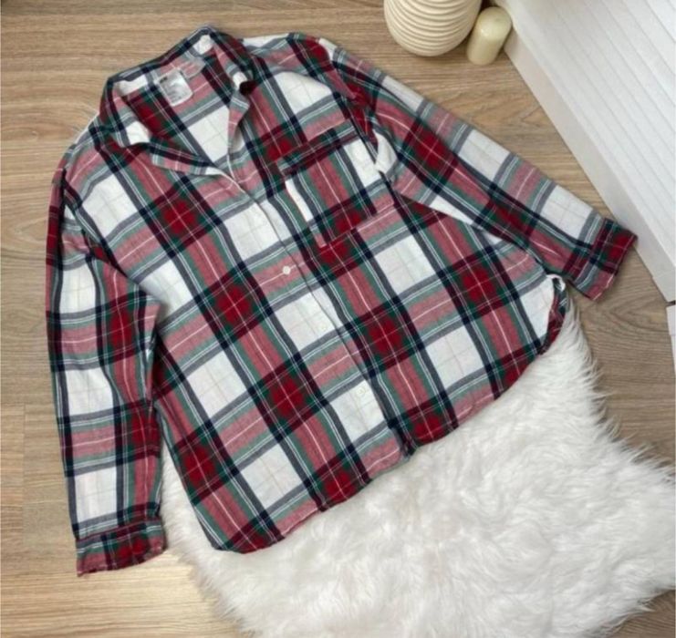 H&m жіноча картата піжама в клітинку сорочка брюки широкі розмір L