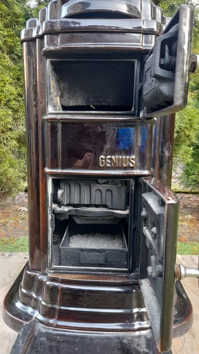 Piec koza kominek żeliwny szamot emaliowany genius