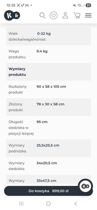 Wozek spacerowy Kinderkraft MITZY
