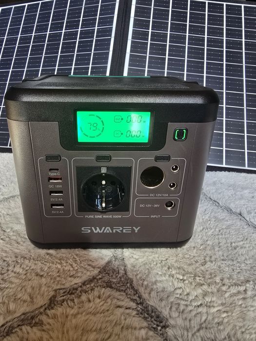 Stacja zasilania Swarey s500 pro 518wh 500w + składany panel solarny 100w