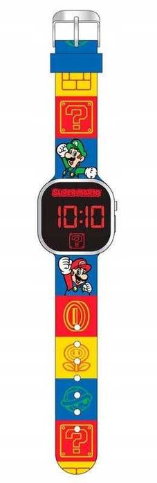 SUPER MARIO BROS Zegarek Cyfrowy Na Rękę Dla Dziecka LUIGI Bloki Nowy