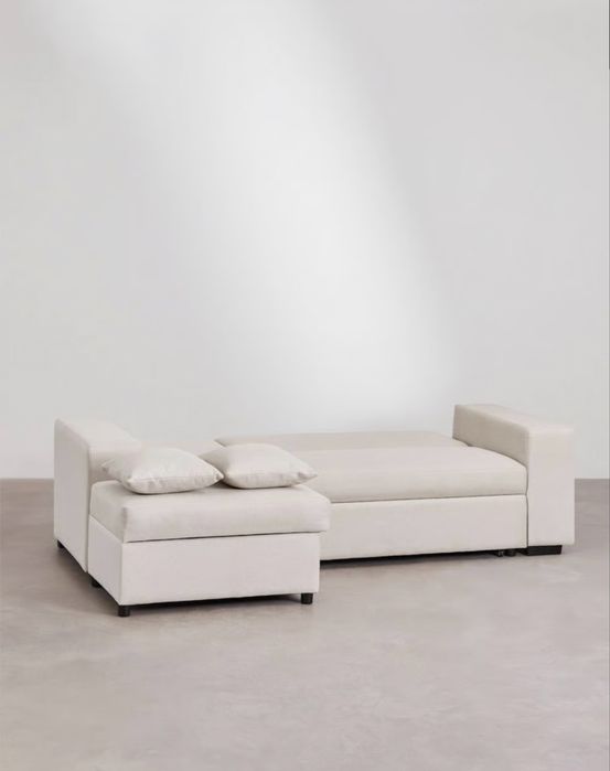 Sofá-cama Sklum chaise longue esquerda 3 lugares em tecido bege