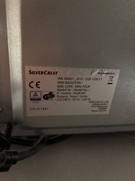 Silvercrest Piekarnik Elektryczny Z Funkcją Grilla 1200W