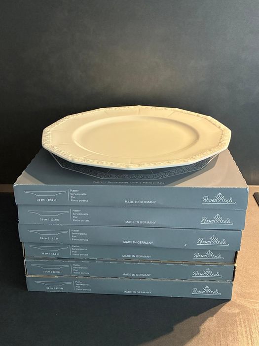 Rosenthal Biała Maria podtalerz 31 cm, 6 sztuk, Nowe.