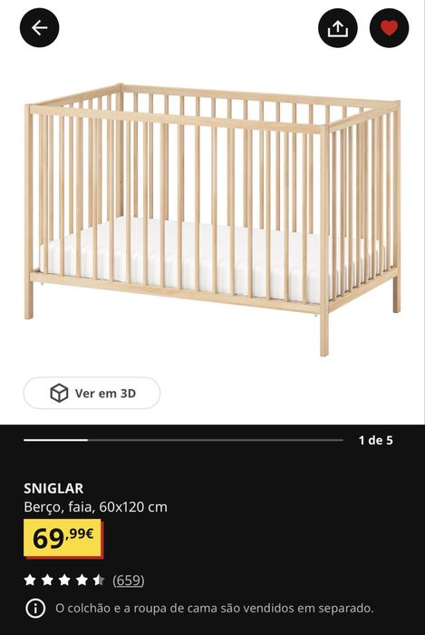 Berço de madeira praticamente novo