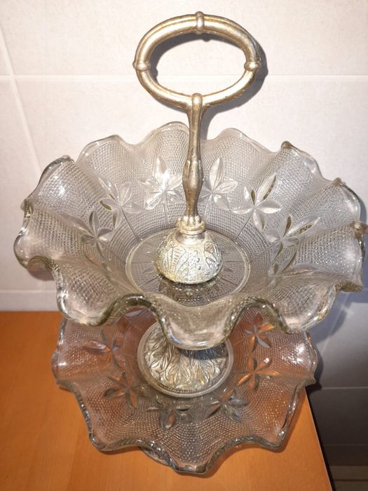 Fruteira vintage metal+vidro