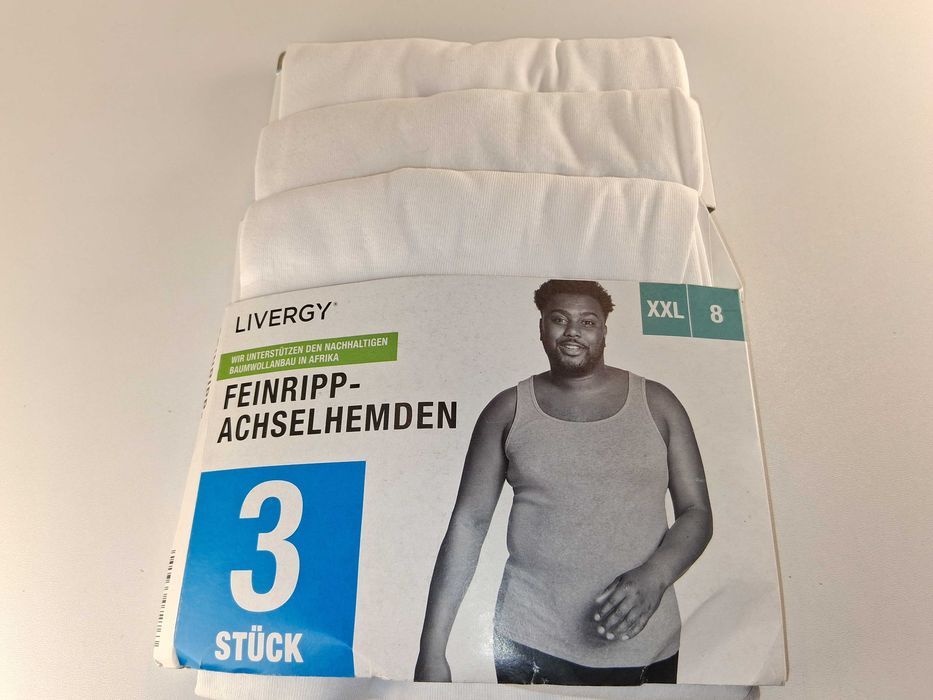 A230 Zestaw 3 Sztuki Livergy Podkoszulki Męskie Białe Rozmiar XXL