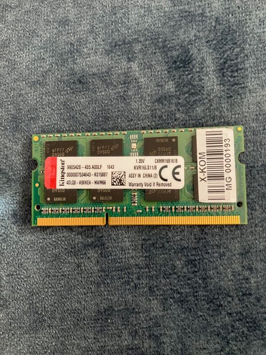 RAM 8GB (2x4GB) DDR3L 1600MHz SO-DIMM Kingston + Micron laptop