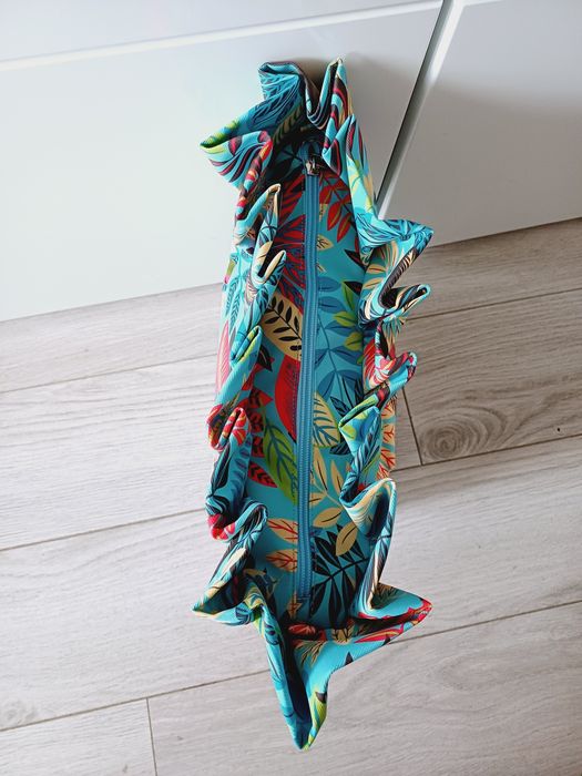 O Bag Mini, niebieski organizer w kolorowe liście do torebki