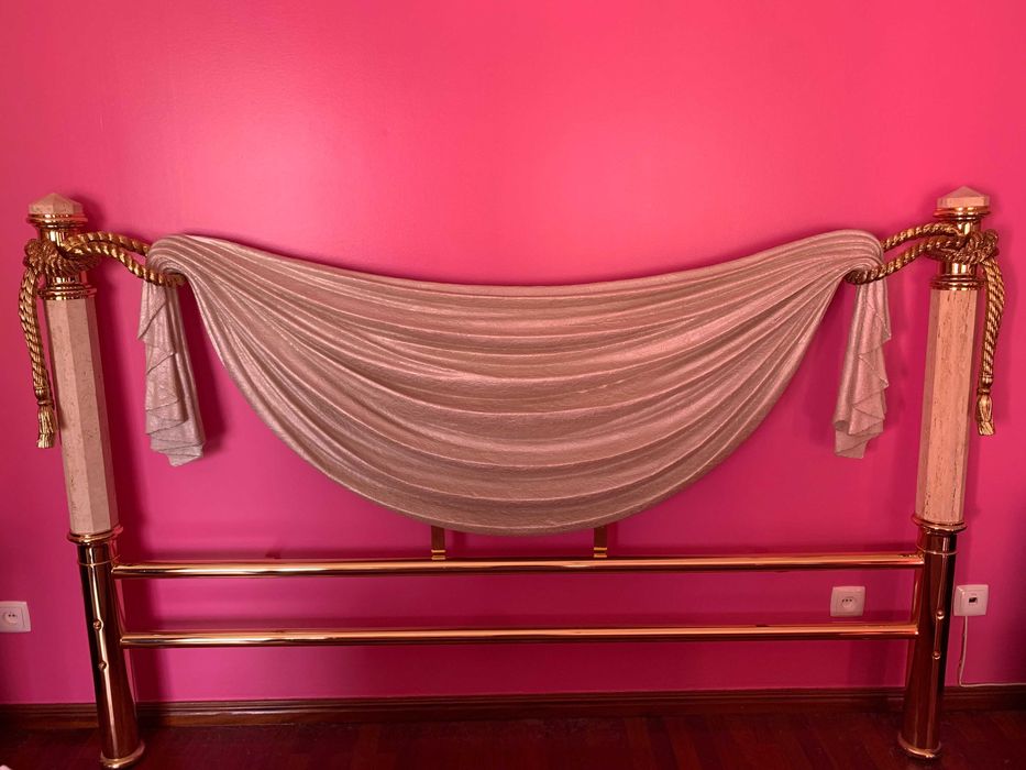 Cabeceira Cama Vintage - Dourada e Bege