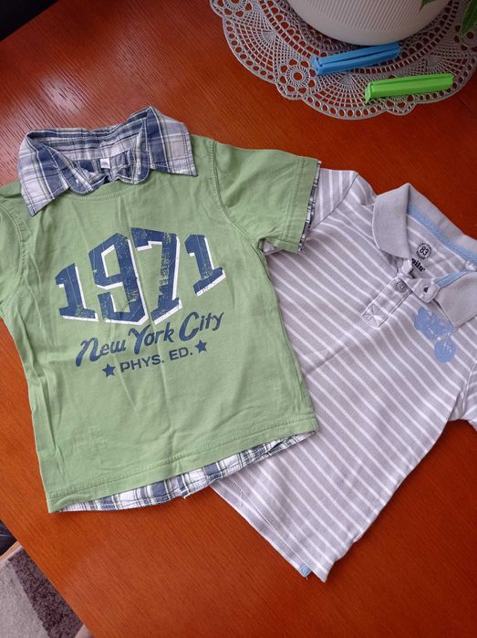Bluzki z krótkim rękawem 86/92 4 szt (w tym 1 polo)