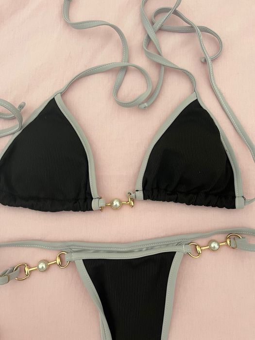 Bikini tanga preto e branco tam S brasileiro usado apenas 1x