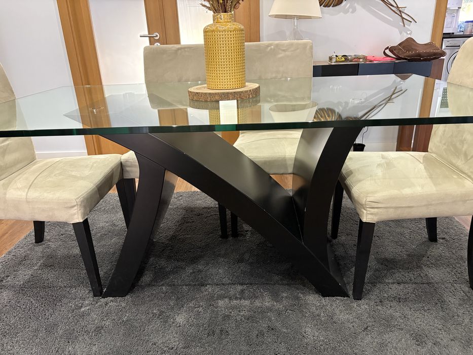 Mesa tampo de vidro 180cm