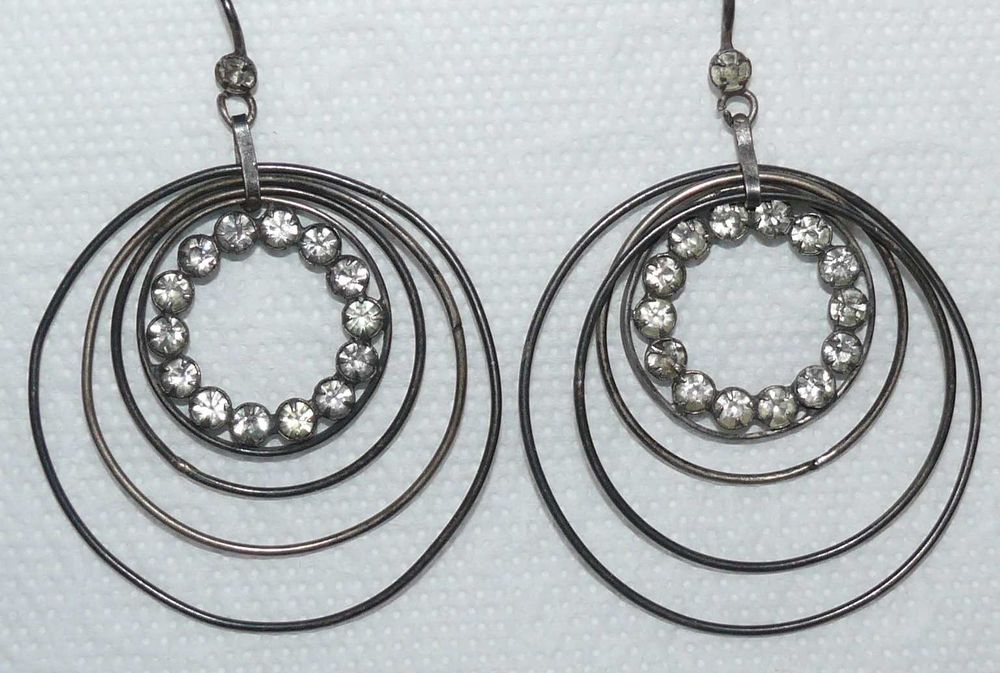 Серьги "Колечки" Серебро Две пробы 875 со звездой. Старинные.